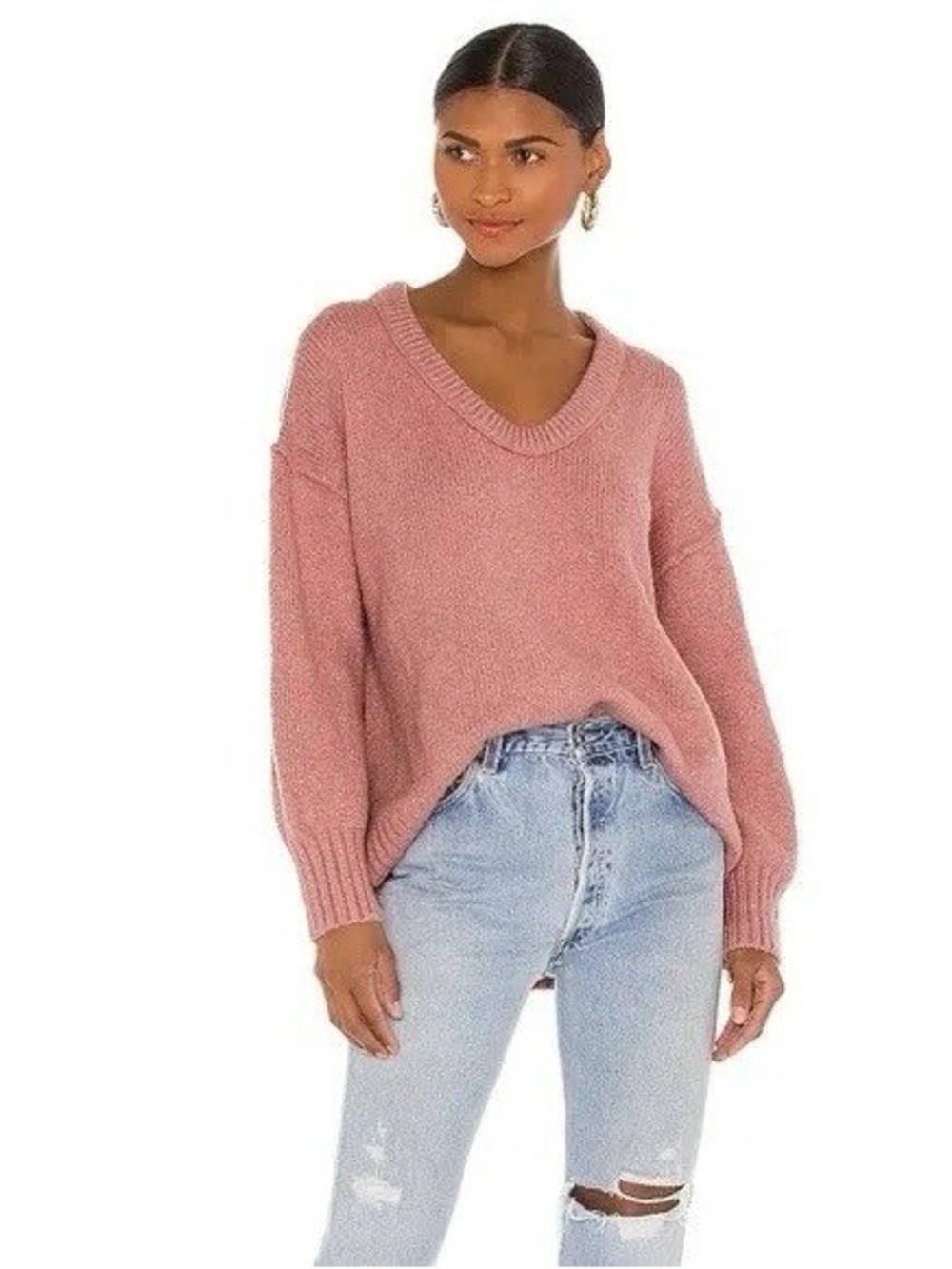 Free People Brookside Knit Sweater Tunic in Alpine Rose